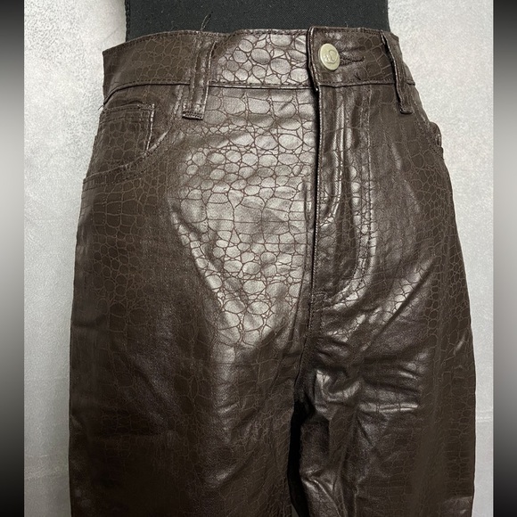 Brown faux leather crocodile print trouser size 2 - Picture 5 of 6